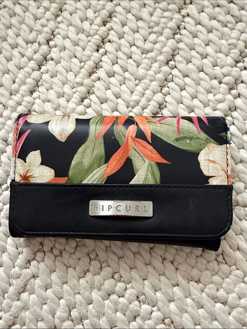 Rip Curl Floral Wallet in Black with Green & Orange Accents
